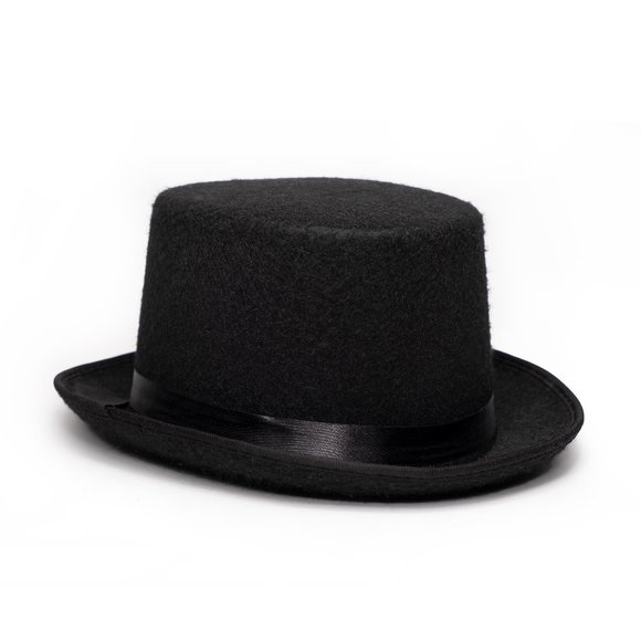 Black textured square top hat with ribbon hatband Halloween Costume - Picture 1 of 4